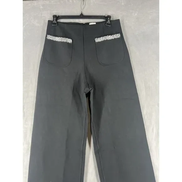 The Colette Cropped Wide-Leg Pants by Maeve: Rhinestone Pocket Edition Size 28 - Picture 3 of 6